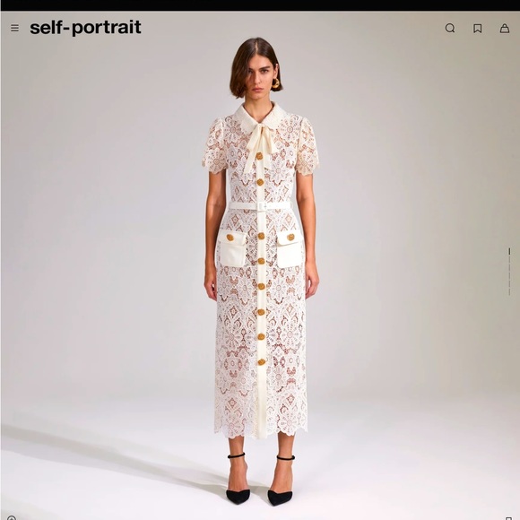Self-Portrait Dresses & Skirts - Self-portrait cream guipure midi dress